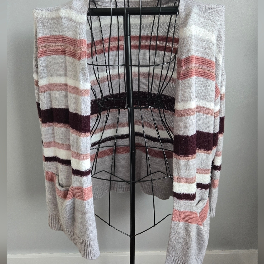 Maurices Multicolor Pink Striped Cardigan Size 2X